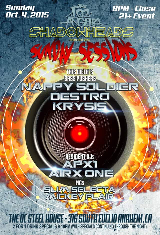 Nappy Soldier Headliner at Shadowheads DrumandBass Sunday Sessions Oct 4th 2015
